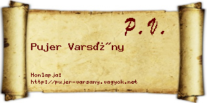Pujer Varsány névjegykártya